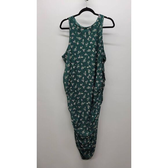 BP Ruched Mesh Mini Bodycon Sleeveless Dress in Green Kasey Floral Size 3XL - Picture 1 of 7